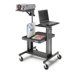 Adjustable Projector Table with 7" - 13" x 12" Shelf, Laptop Shelf, and 4" Casters