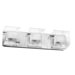 Clear/Frosted Glass Three Light Bath Vanity with Cubic Wavy Design in Polished Chrome
