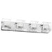Clear/Frosted Glass Four Light Bath Vanity with Cubic Wavy Design in Polished Chrome