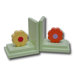 Bright Orange / Yellow Lolli Flower Bookends with White Base