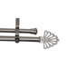 Modern Fan Double Curtain Rod in Satin Nickel