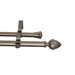 Modern Acorn Double Curtain Rod in Satin Nickel