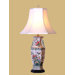 32" Birds and Flowers Vase Lamp in White