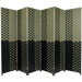 Woven Fiber 6 Panel Room Divider in Olive and Black