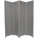 Woven Fiber 4 Panel Room Divider in Black and White