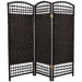 Fiber Weave 3 Panel Room Divider in Dyed Black