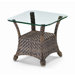 Square Glass Top Wicker End Table