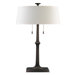 Table Lamp with Oval Brussels Linen Cream Hardback Shade in Old Iron