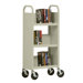 17" W Single Sided Sloped-Shelf Mobile Book Truck in Putty