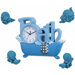 Bath Wall Clock in Blue with Four D&eacute;cor