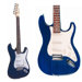 Electric Guitar with Gig Bag and Cable in Transparent Blue