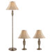 Portable One Floor Lamp and Two Table Lamp in Fabric Shade