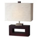Portable 1 Light Table Lamp in Mahogany Finish/Flax Linen