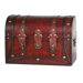 Antique Style Wood and Leather Trunk with Round Top