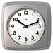 Square Retro Wall Clock in Satin Silver