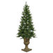 Oneco Pine 7.5' Half Potted Artificial Christmas Tree with Clear Lights