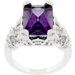 Silver-Tone Antique Inspired Purple Cubic Zirconia Ring