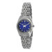 Women's Crystal Marker Ribbed Bezel Bracelet Watch with Silver Blue Dial
