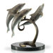 Triple Dolphins on Marble Base Statue