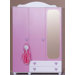 Kleiderschrank 3-t&uuml;rig "Daisy" in Wei&szlig; / Pink gl&auml;nzend