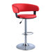 Faux Leather Adjustable Height Bar Stool in Red