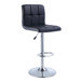 Quilted Faux Leather Adjustable Height Bar Stool in Black