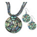 Silvertone Abalone Disk Jewelry Set