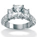 Platinum/Silver Cubic Zirconia Emerald-Cut Ring