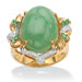 Sterling Silver Green Jade/Emerald and Cubic Zirconia Ring