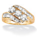 18k Gold/Silver Cubic Zirconia Swirl Ring