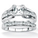 Platinum/Silver 2 Piece Round Cubic Zirconia Ring Set