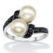 Platinum/Silver Freshwater Pearl/Sapphire Ring