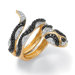 18k Gold/Silver Black Diamond Accent Snake Ring