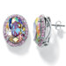 Silvertone Aurora Borealis/Pink Cubic Zirconia Earrings