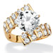 Goldtone Round Cubic Zirconia Bypass Ring