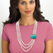Silvertone Freshwater Pearl/Turquoise Necklace