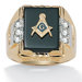 Gold Plated Men's Masonic Onyx Ring