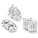 14k Gold Plated 3 Pairs of Cubic Zirconia Stud Earrings Set