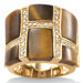 14k Gold Plated tiger's-Eye and Cubic Zirconia Ring
