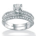 2 Pieces Cubic Zirconia Platinum / Sterling Silver Bridal Set