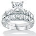 Cubic Zirconia Platinum / Sterling Silver Wedding Set