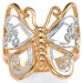 10K Gold Plated Filigree Butterfly Tutone Ring