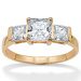 10k Gold Princess and Square Cubic Zirconia Ring