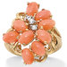 Sterling Silver Oval Coral and Cubic Zirconia 18k/SS Cluster Ring
