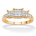 Gold Round Diamond Square Shaped Ring