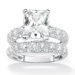 Brass Rectangle and Round Cubic Zirconia Ring Set