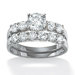 Sterling Silver Round Wedding Ring Set