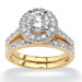 Brass Round Cubic Zirconia Wedding Ring Set