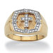 Men's Sterling Silver Round Diamond Cross Ring