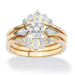 Brass Full and Round Diamond Crown Wedding Ring Set